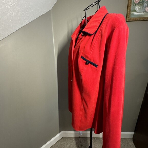 Halmode Plus Vintage Red Polyester Jacket with Black Buttons Size 20W - Picture 4 of 7
